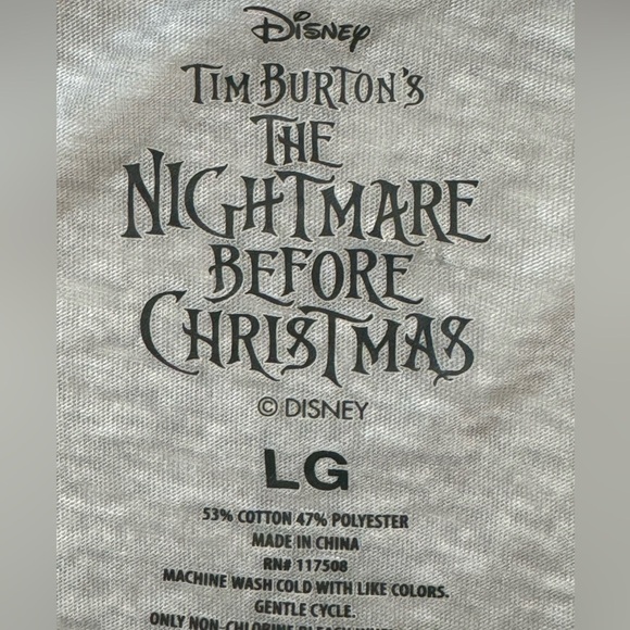 Disney Nightmare Before Christmas Graphic Short Sleeve Burnout Tee Large Gray - Picture 8 of 8